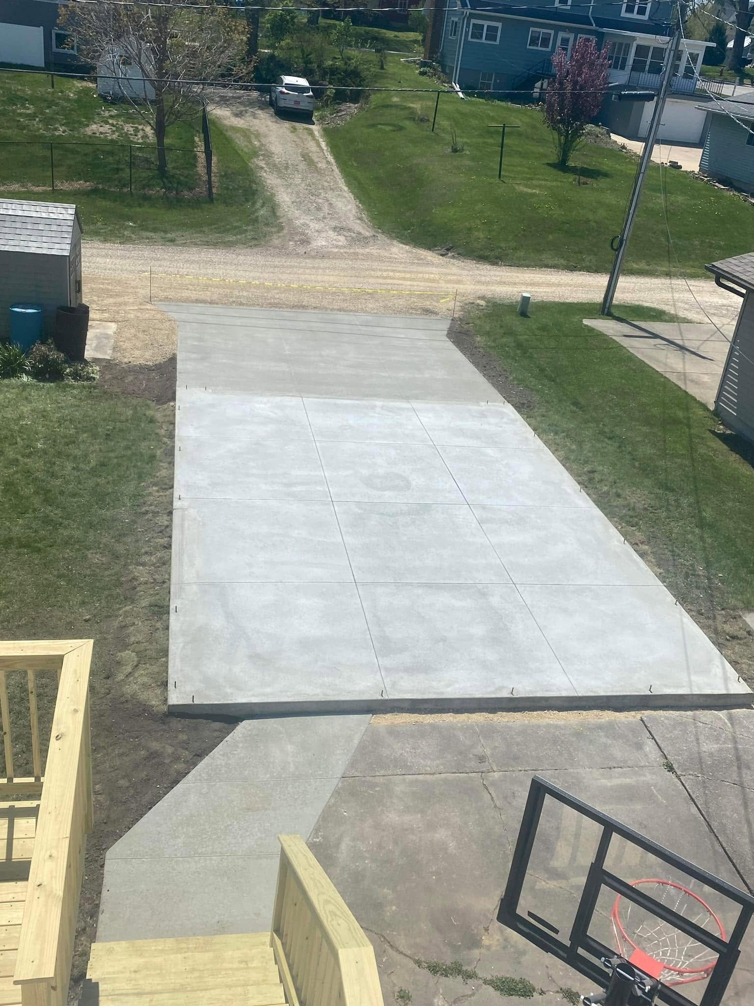 Aerial view of completed driveway